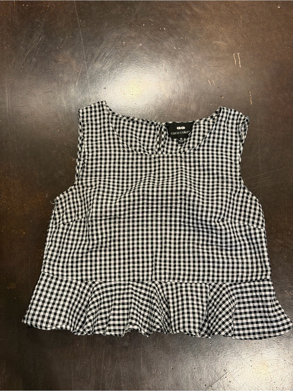 Black & White Gingham Peplum Top